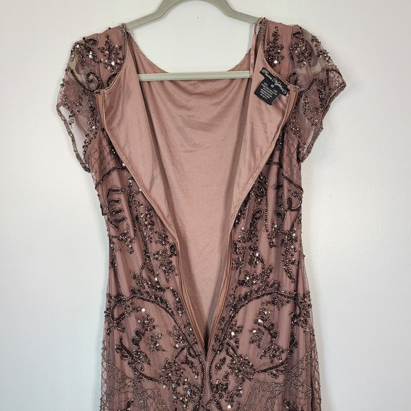 Pisarro Nights Beaded Gown 10 Embellished Mauve Purple Mother Of The Bride FLAW - Picture 13 of 16